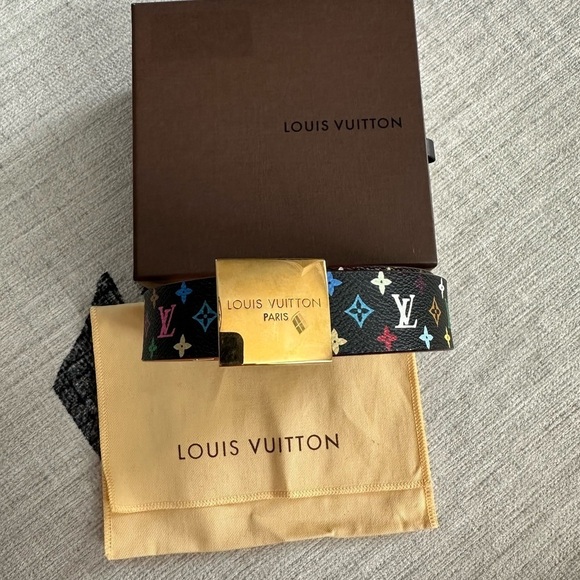 LOUIS VUITTON Multicolor Murakami Black Ceinture Care Belt 33.5""-37.4"" - Picture 2 of 10